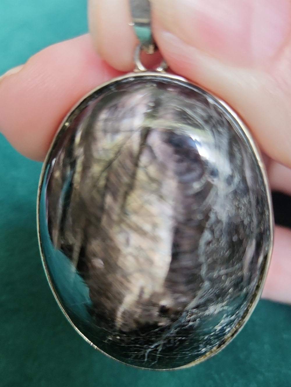 Hypersthene And Silvertone Alloy Stone Pendant Necklace - Women Jewelry NWOT